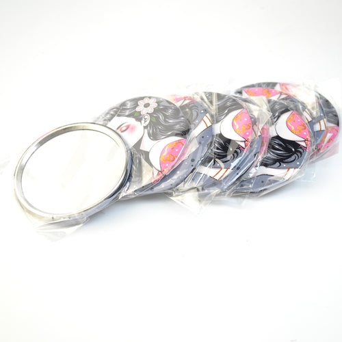 70mm Round Pocket Mirror for Girls Cute Compact Makeup Mirror