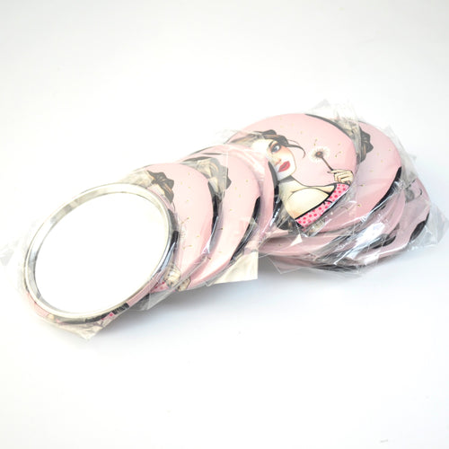 70mm Pink Pocket Mirror for Girls Compact Beauty Mirror for Makeup